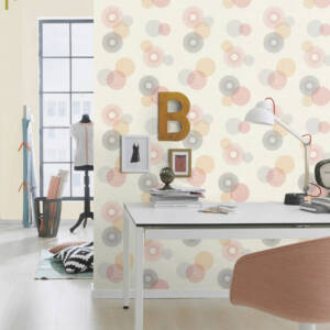 Тапет винил флис Настроение цветни кръгове бяло