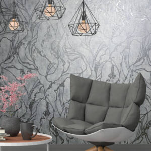 Тапет винил флис Градско Сияние линии сиво