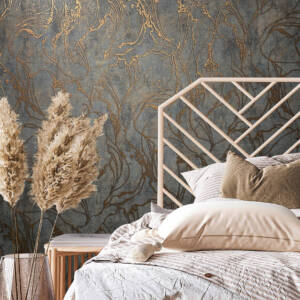 Тапет винил флис Градско Сияние линии сиво антрацит