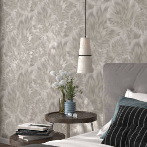 Тапет винил флис Спотлайт 2 големи листа бежово сиво